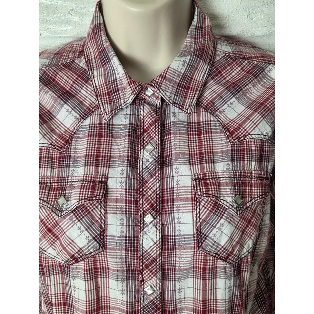 ARIAT Women's size Medium Snap up top Pearl snaps Plaid long sleeve Western - Picture 2 of 12